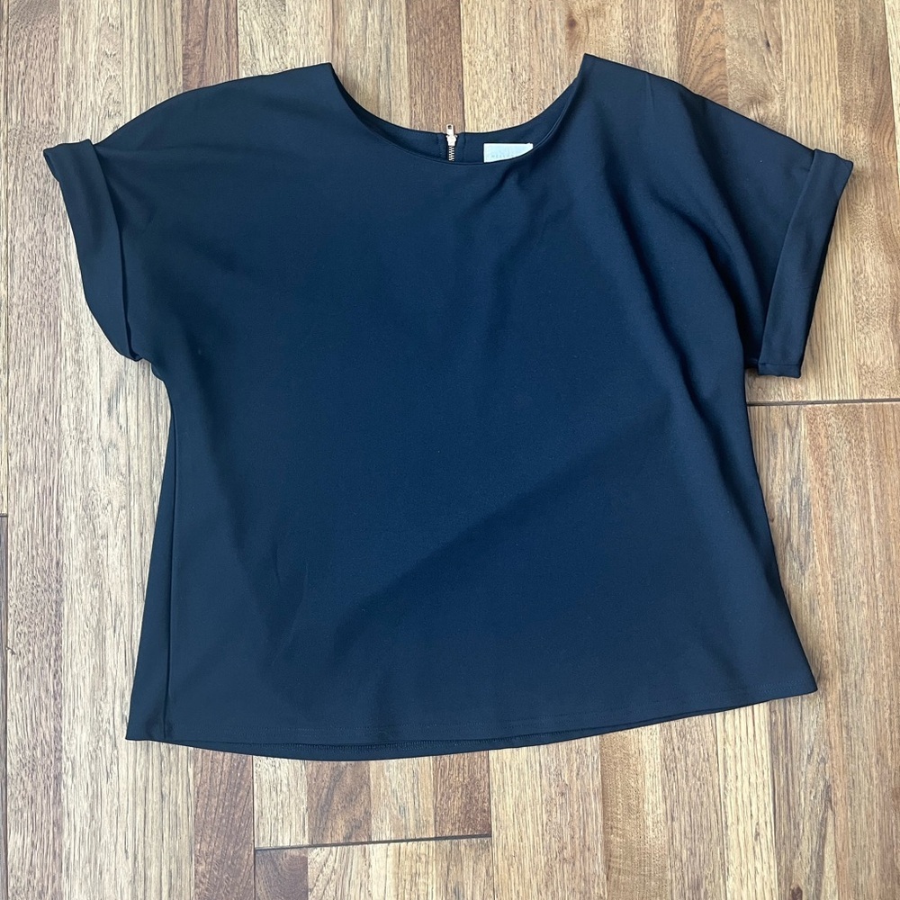 Melloday Black Boxy Blouse Top Women’s‎ Sz XL Minimal Business Classic Luxury